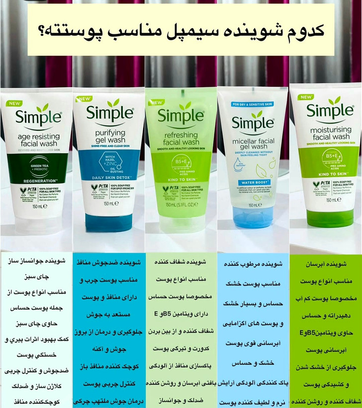 شوینده صورت سیمپل ژل شستشوی صورت سیمپل